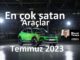 En çok satan araçlar Temmuz 2023.