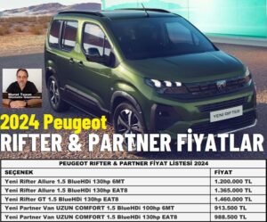 Peugeot Rifter Partner Fiyat Listesi 2024